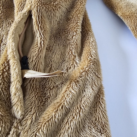 The North Face Fleece Jacket full zip gold size Small fuzzy cozy deep pile - Picture 7 of 11